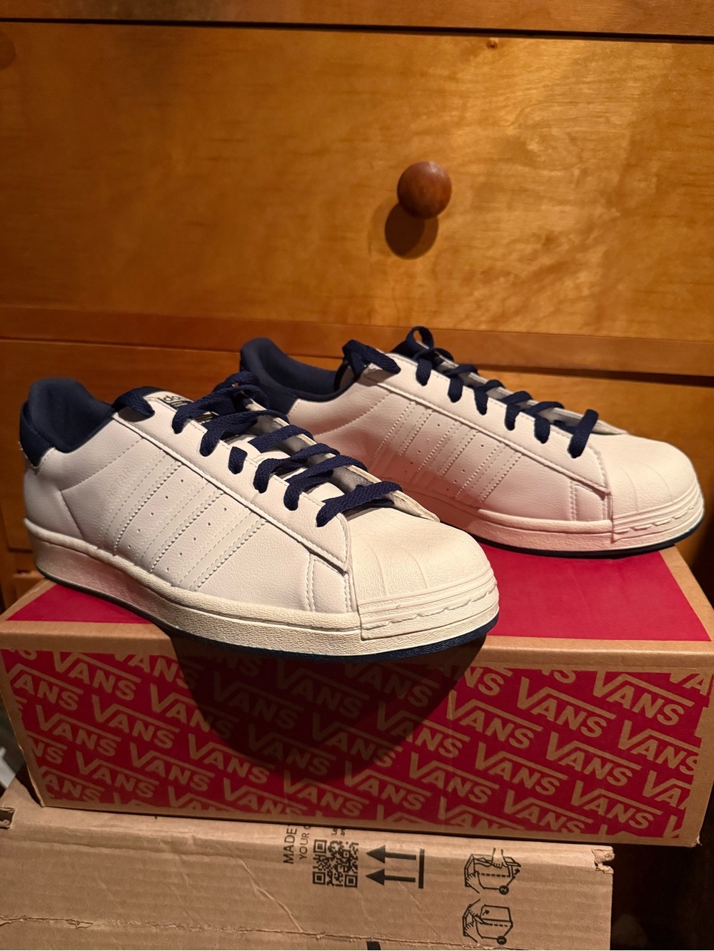 adidas Parley Superstar Shell Toe White Navy Blue Accents Shoes